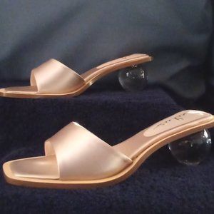Lulus Champagne Ball Heeled Slide Sandal Size 6